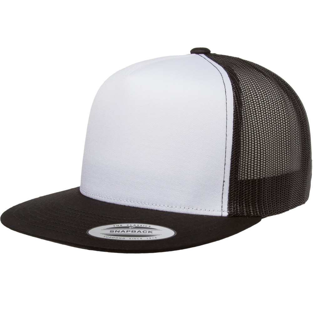 Yupoong Classic 6006 Snapback Trucker Cap-Black/White/Black