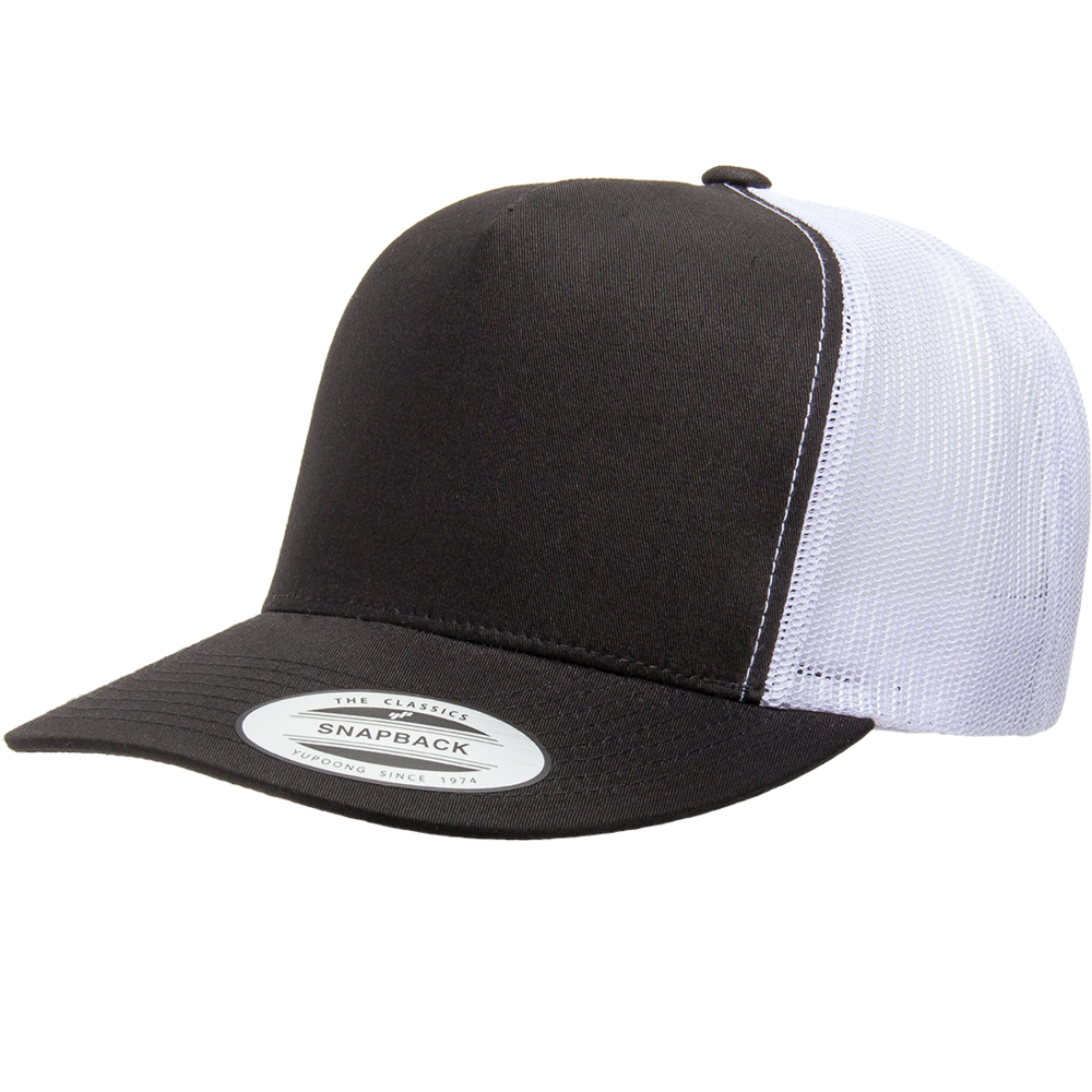 Yupoong Classic 6006 Snapback Trucker Cap-Black/White