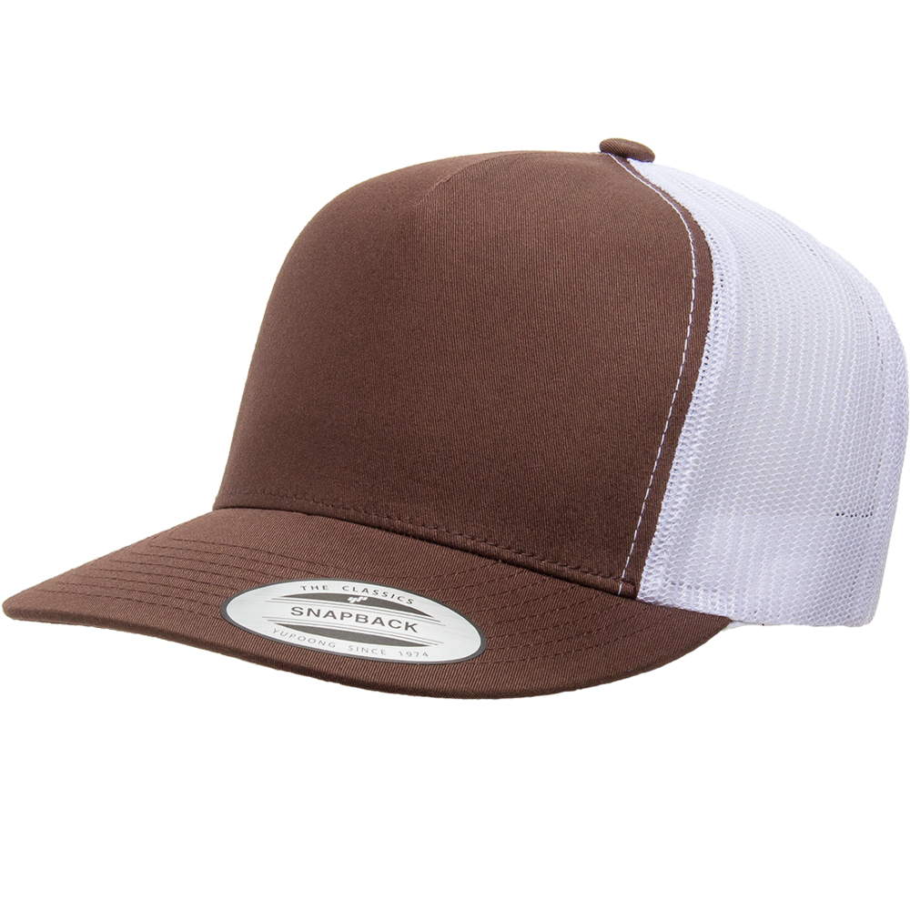 Yupoong Classic 6006 Snapback Trucker Cap-Brown/White