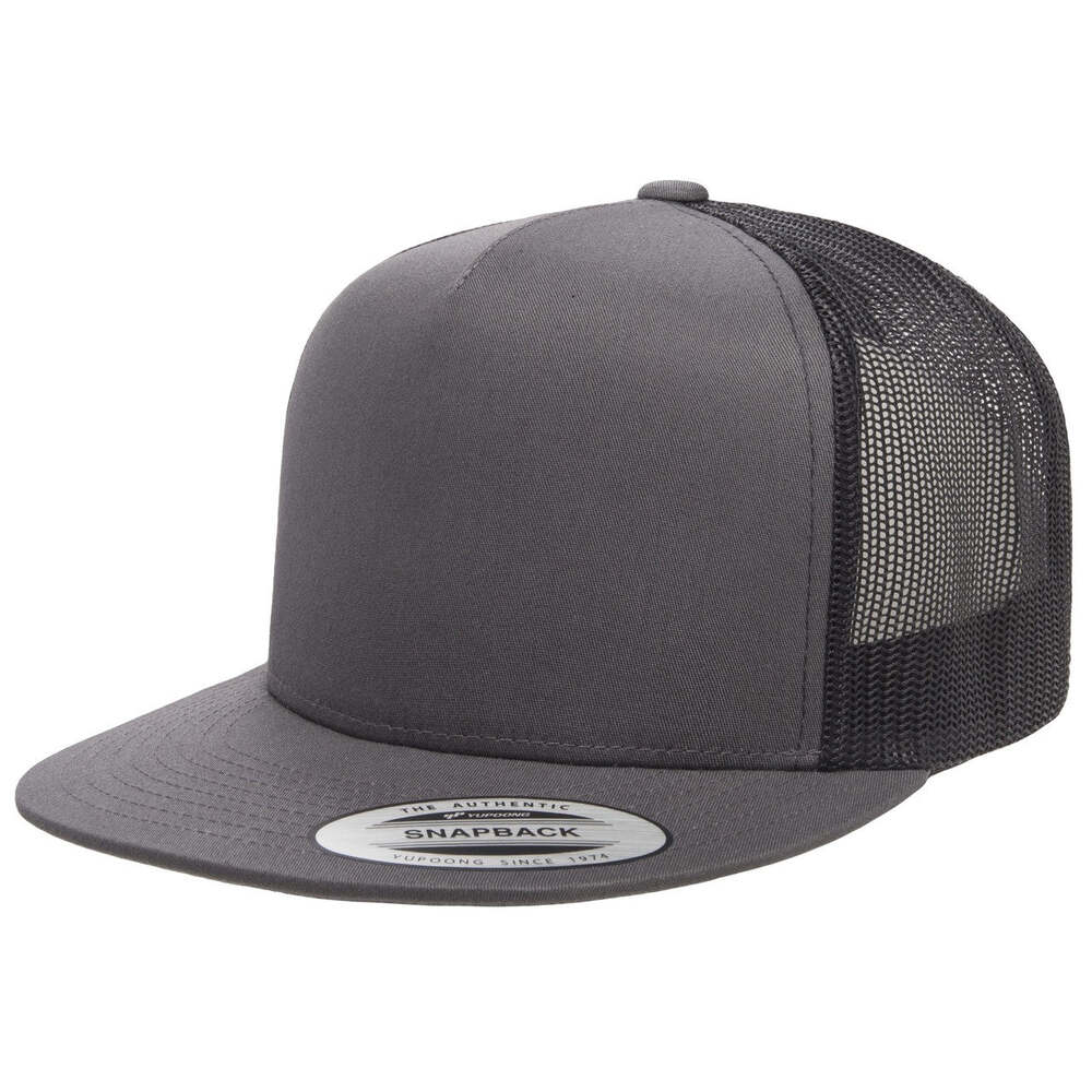 Yupoong Classic 6006 Snapback Trucker Cap-Charcoal/Black