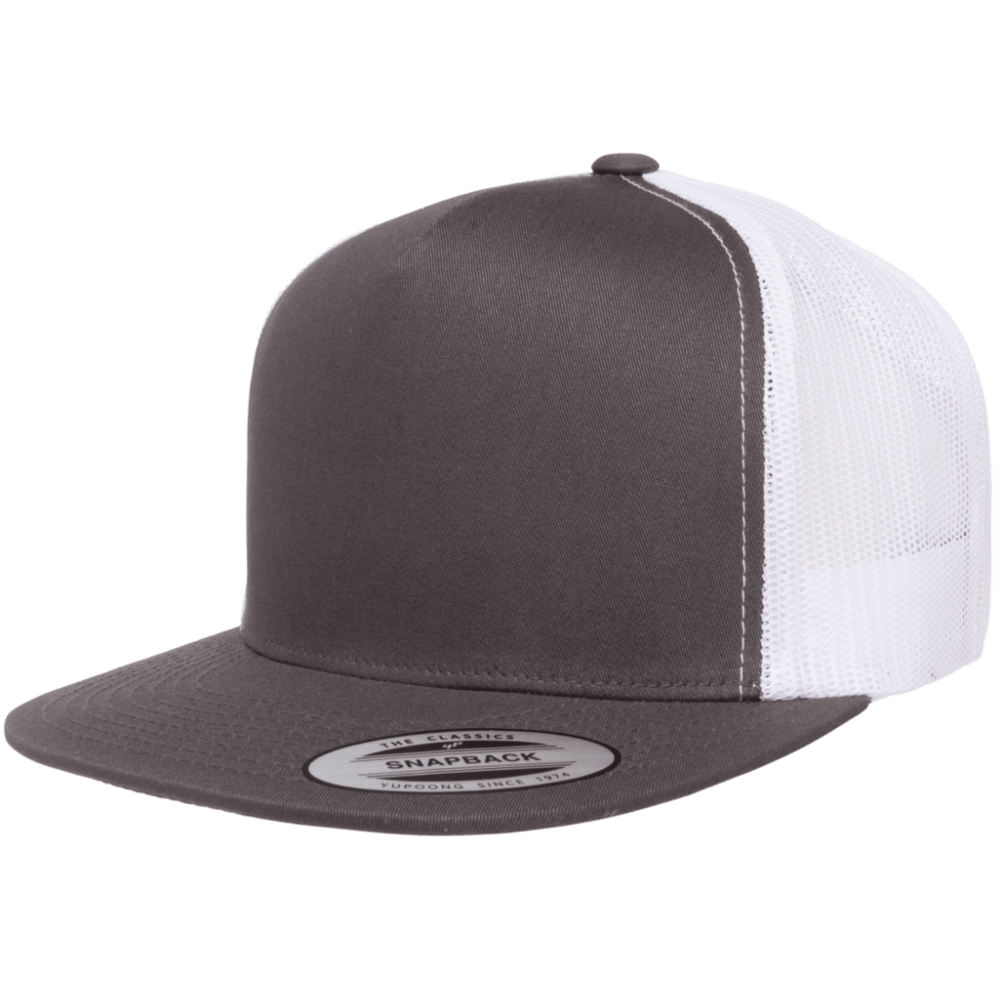 Yupoong Classic 6006 Snapback Trucker Cap-Charcoal/White