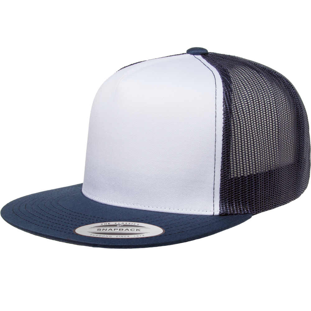Yupoong Classic 6006 Snapback Trucker Cap-Navy/White/Navy
