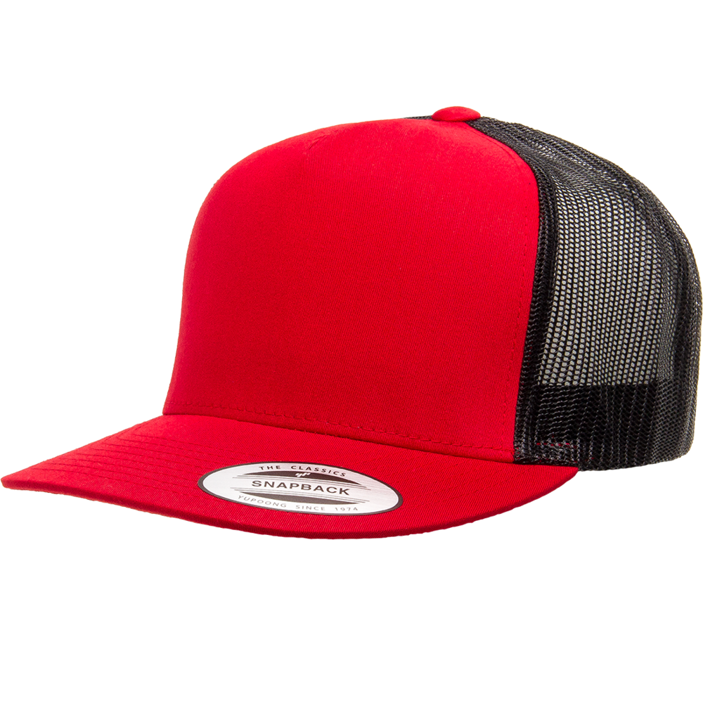 Yupoong Classic 6006 Snapback Trucker Cap-Red/Black