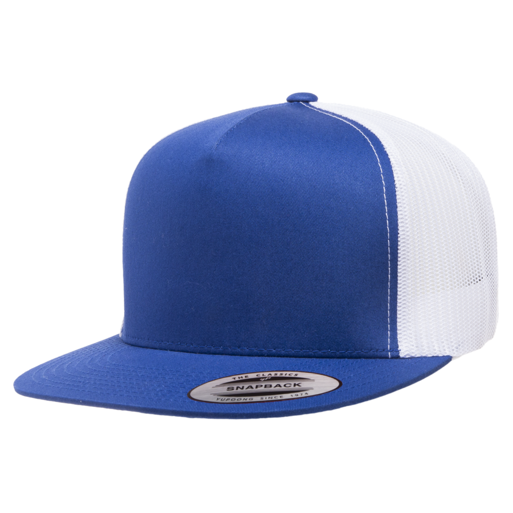 Yupoong Classic 6006 Snapback Trucker Cap-Royal/White