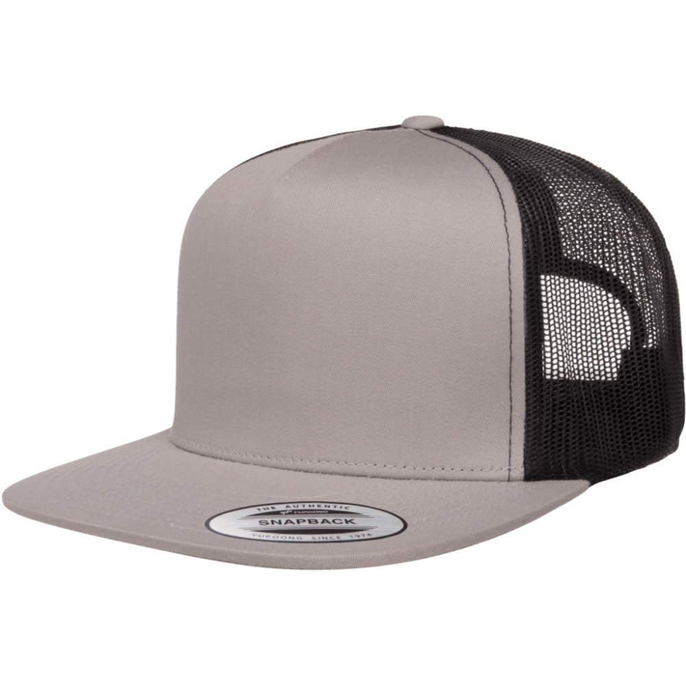 Yupoong Classic 6006 Snapback Trucker Cap-Silver/Black