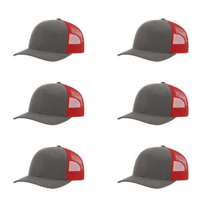 115-richardson-cap-low-pro-trucker-charcoal-red-pk-6.jpg image