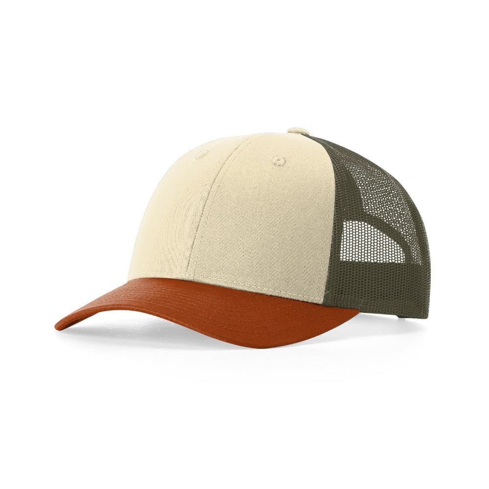 115-richardson-cap-low-pro-trucker-cream-loden-dark-orange.jpg image