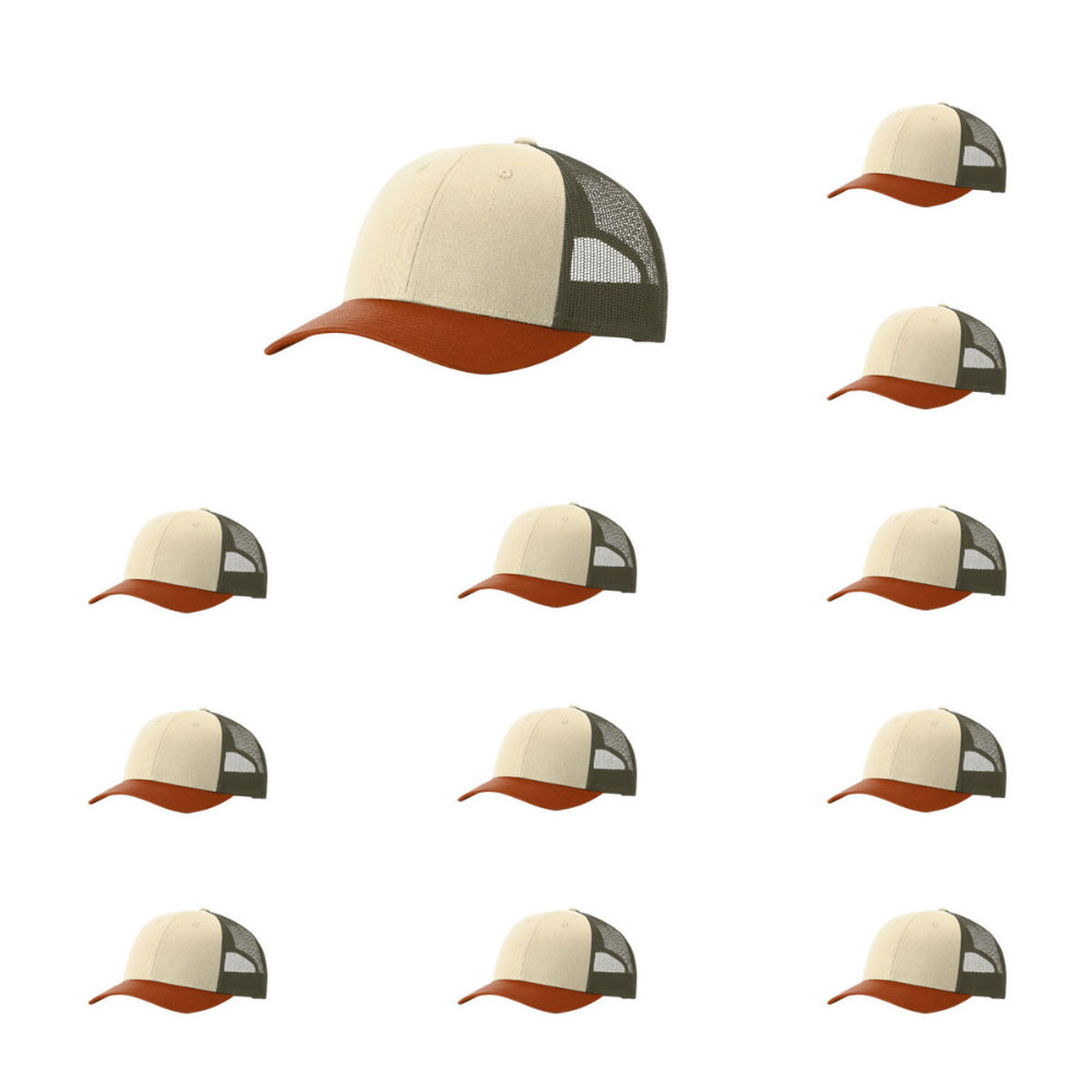 115-richardson-cap-low-pro-trucker-cream-loden-dark-orange-pk-12.jpg image