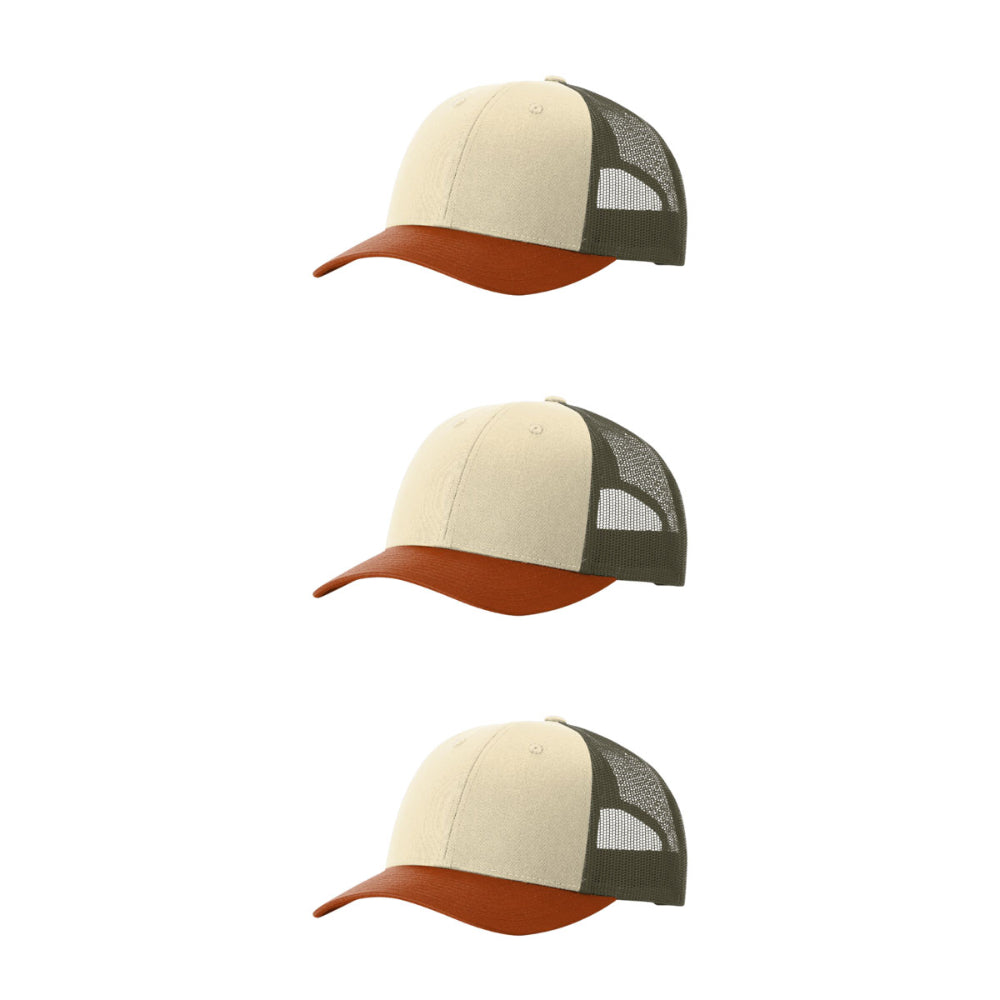 115-richardson-cap-low-pro-trucker-cream-loden-dark-orange-pk-3.jpg image