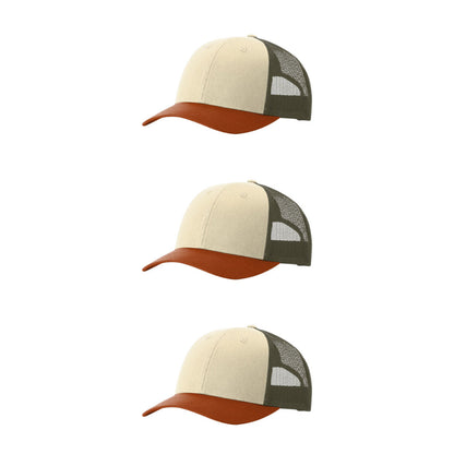 115-richardson-cap-low-pro-trucker-cream-loden-dark-orange-pk-3.jpg image