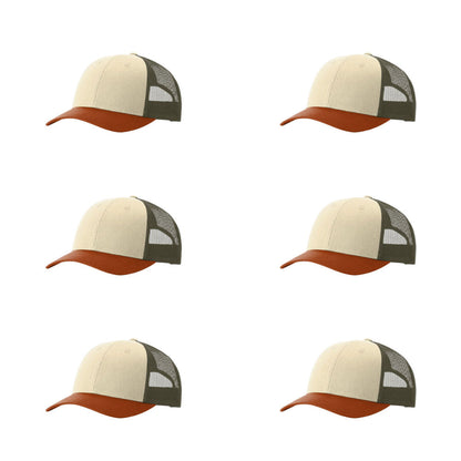 115-richardson-cap-low-pro-trucker-cream-loden-dark-orange-pk-6.jpg image