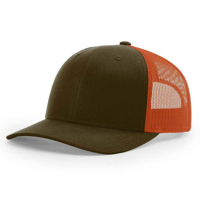 115-richardson-cap-low-pro-trucker-dark-loden-jaffa-orange.jpg image