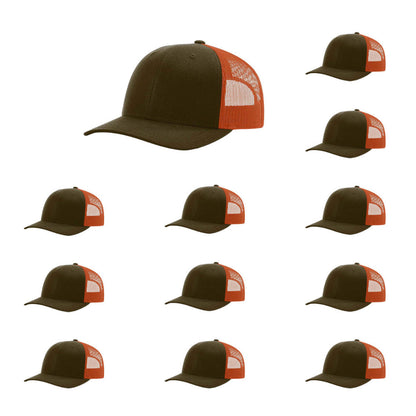 115-richardson-cap-low-pro-trucker-dark-loden-jaffa-orange-pk-12.jpg image