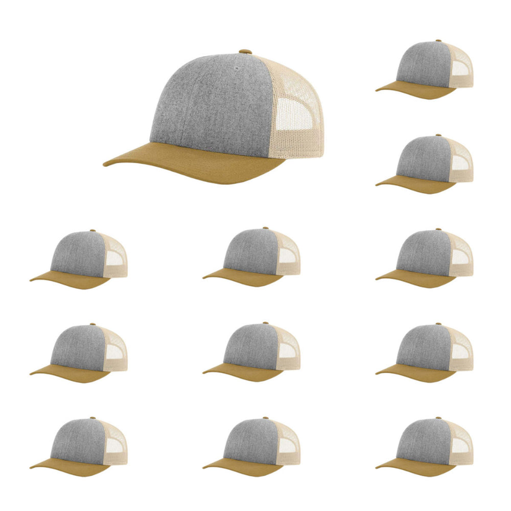 115-richardson-cap-low-pro-trucker-heather-grey-birch-amber-gold-pk-12.jpg image