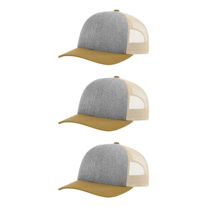 115-richardson-cap-low-pro-trucker-heather-grey-birch-amber-gold-pk-3.jpg image