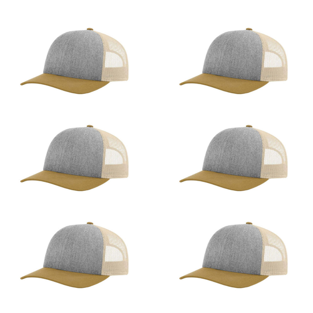 115-richardson-cap-low-pro-trucker-heather-grey-birch-amber-gold-pk-6.jpg image