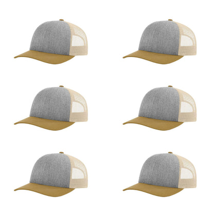 115-richardson-cap-low-pro-trucker-heather-grey-birch-amber-gold-pk-6.jpg image