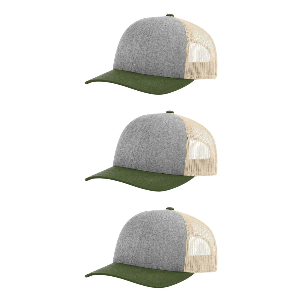 115-richardson-cap-low-pro-trucker-heather-grey-birch-army-olive-pk-3.jpg image