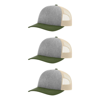 115-richardson-cap-low-pro-trucker-heather-grey-birch-army-olive-pk-3.jpg image