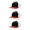Richardson 312 Twill Back Classic Trucker- Blk Wht Red PK 3