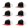 Richardson 312 Twill Back Classic Trucker- Blk Wht Red PK 6