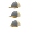 Richardson 312 Twill Back Classic Trucker- Htr Gry Birch Amber Gold PK 3