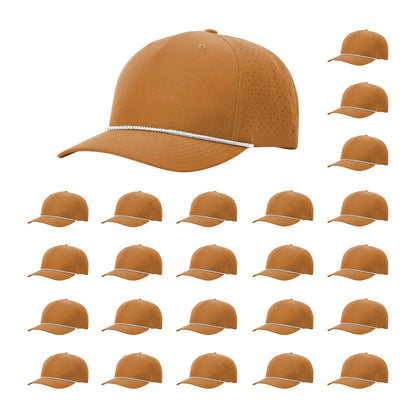 Richardson 355 Laser Perforated 5-panel Trucker Snapback Hat |OSFM Baseball Cap w/ Paracord Bill Rope  91