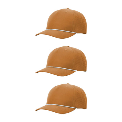 Richardson 355 Laser Perforated 5-panel Trucker Snapback Hat |OSFM Baseball Cap w/ Paracord Bill Rope  58