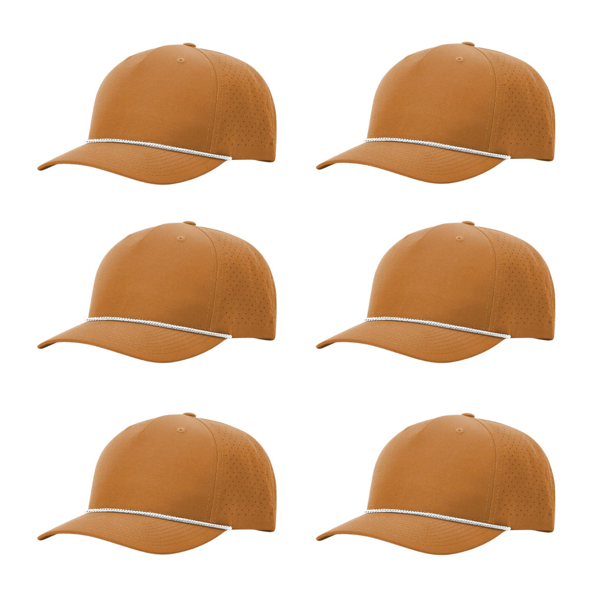 Richardson 355 Laser Perforated 5-panel Trucker Snapback Hat |OSFM Baseball Cap w/ Paracord Bill Rope  69