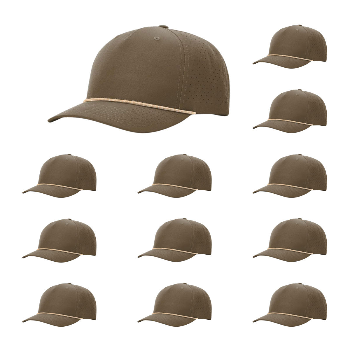 Richardson 355 Laser Perforated 5-panel Trucker Snapback Hat |OSFM Baseball Cap w/ Paracord Bill Rope  79