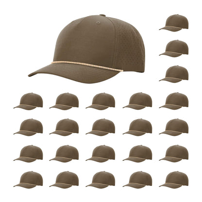 Richardson 355 Laser Perforated 5-panel Trucker Snapback Hat |OSFM Baseball Cap w/ Paracord Bill Rope  90