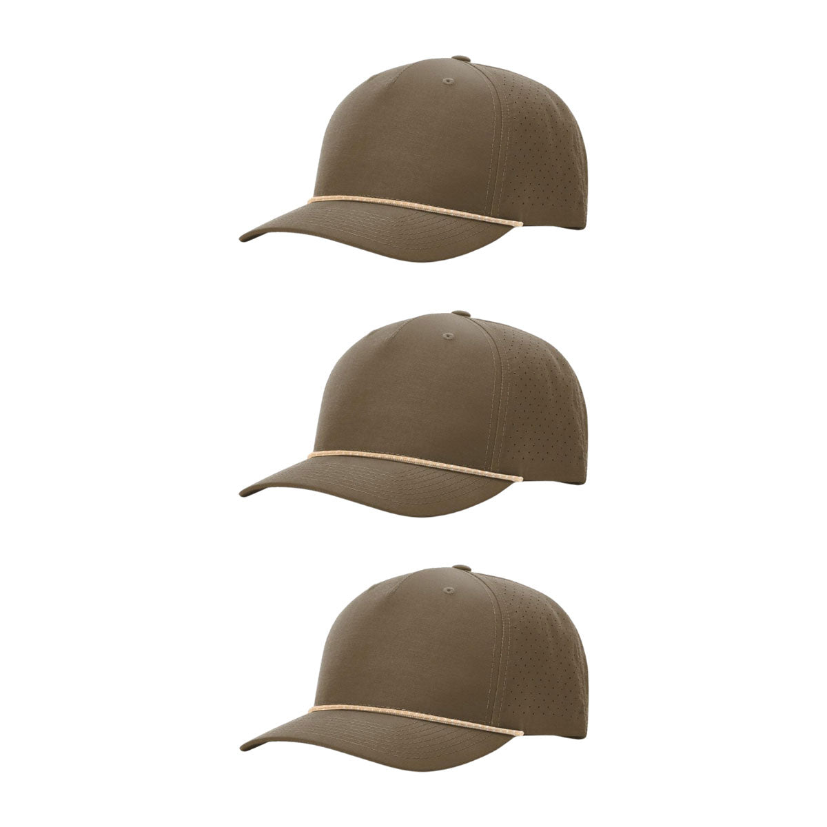 Richardson 355 Laser Perforated 5-panel Trucker Snapback Hat |OSFM Baseball Cap w/ Paracord Bill Rope  57