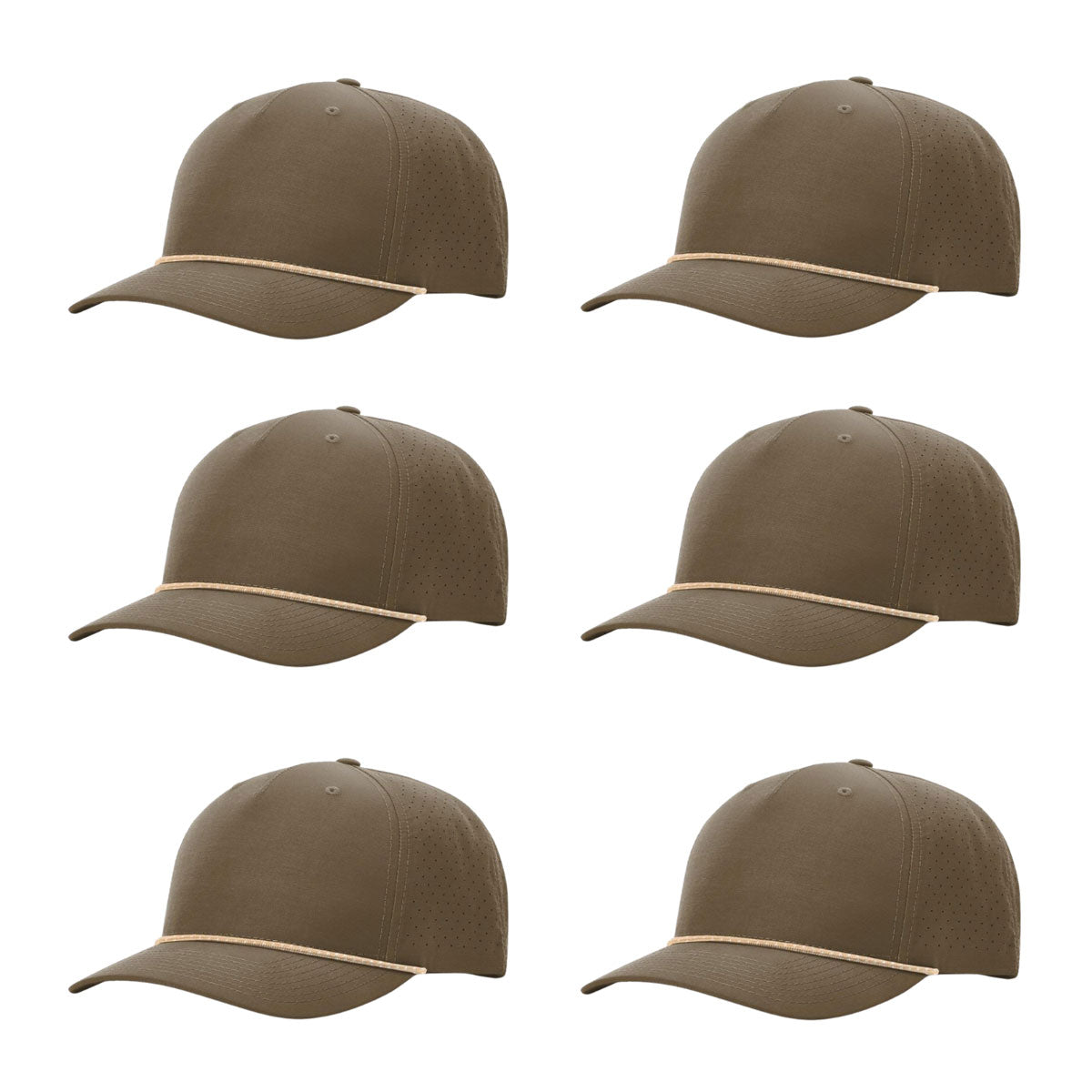 Richardson 355 Laser Perforated 5-panel Trucker Snapback Hat |OSFM Baseball Cap w/ Paracord Bill Rope  68