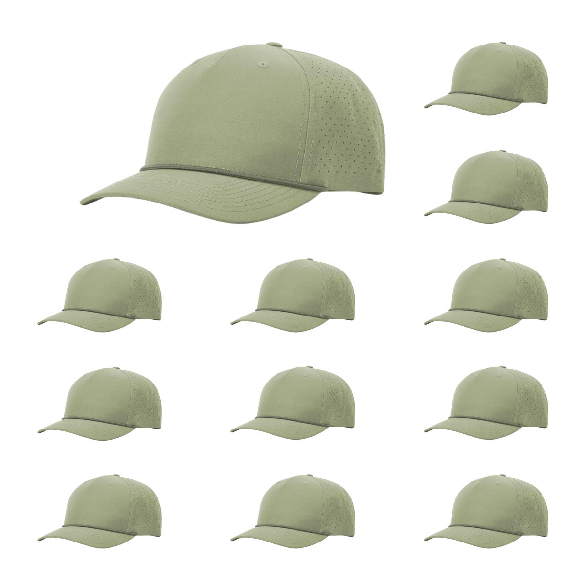 Richardson 355 Laser Perforated 5-panel Trucker Snapback Hat |OSFM Baseball Cap w/ Paracord Bill Rope  81