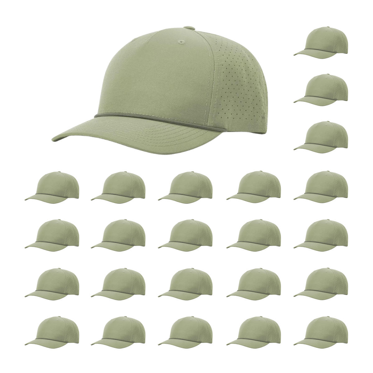 Richardson 355 Laser Perforated 5-panel Trucker Snapback Hat |OSFM Baseball Cap w/ Paracord Bill Rope  92