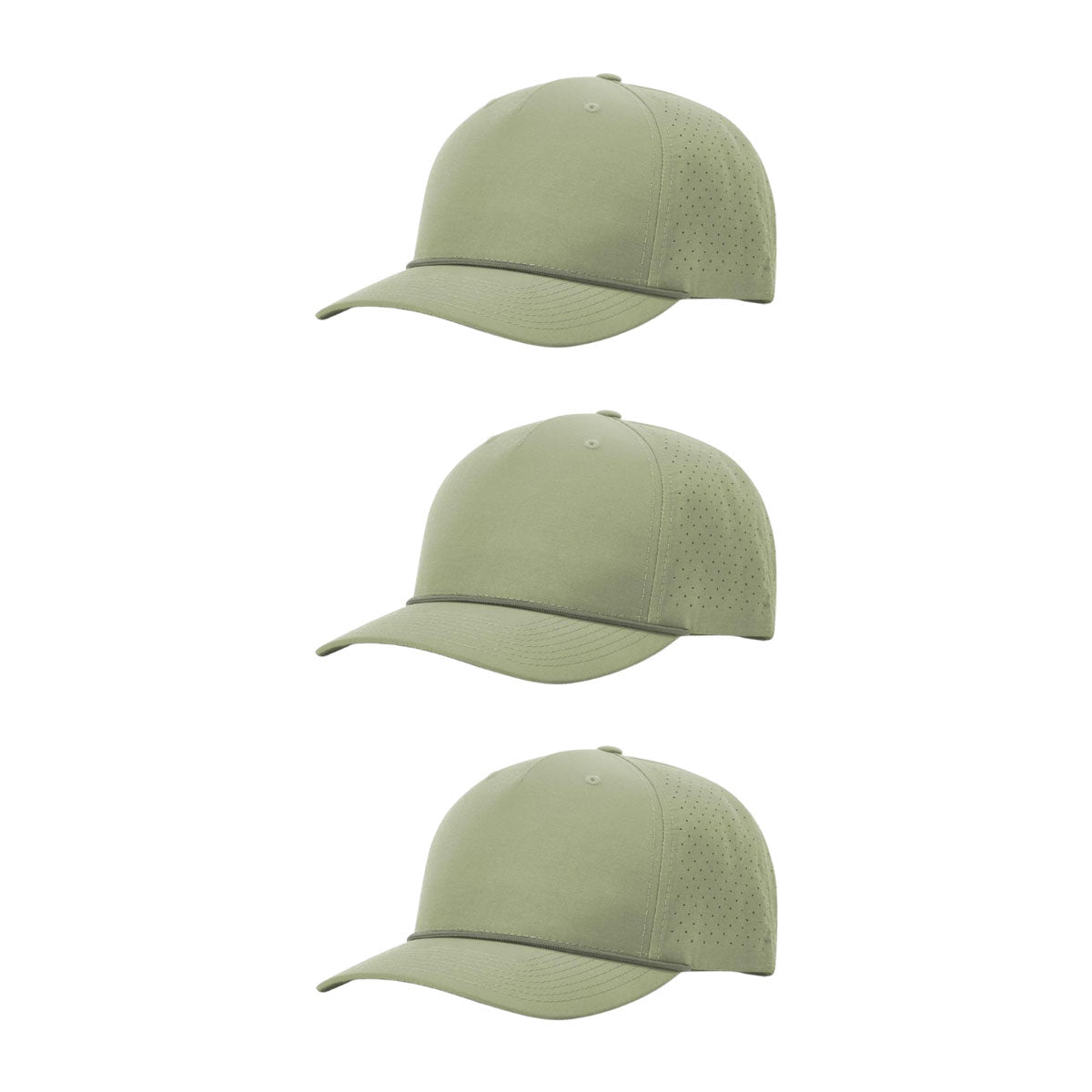 Richardson 355 Laser Perforated 5-panel Trucker Snapback Hat |OSFM Baseball Cap w/ Paracord Bill Rope  59