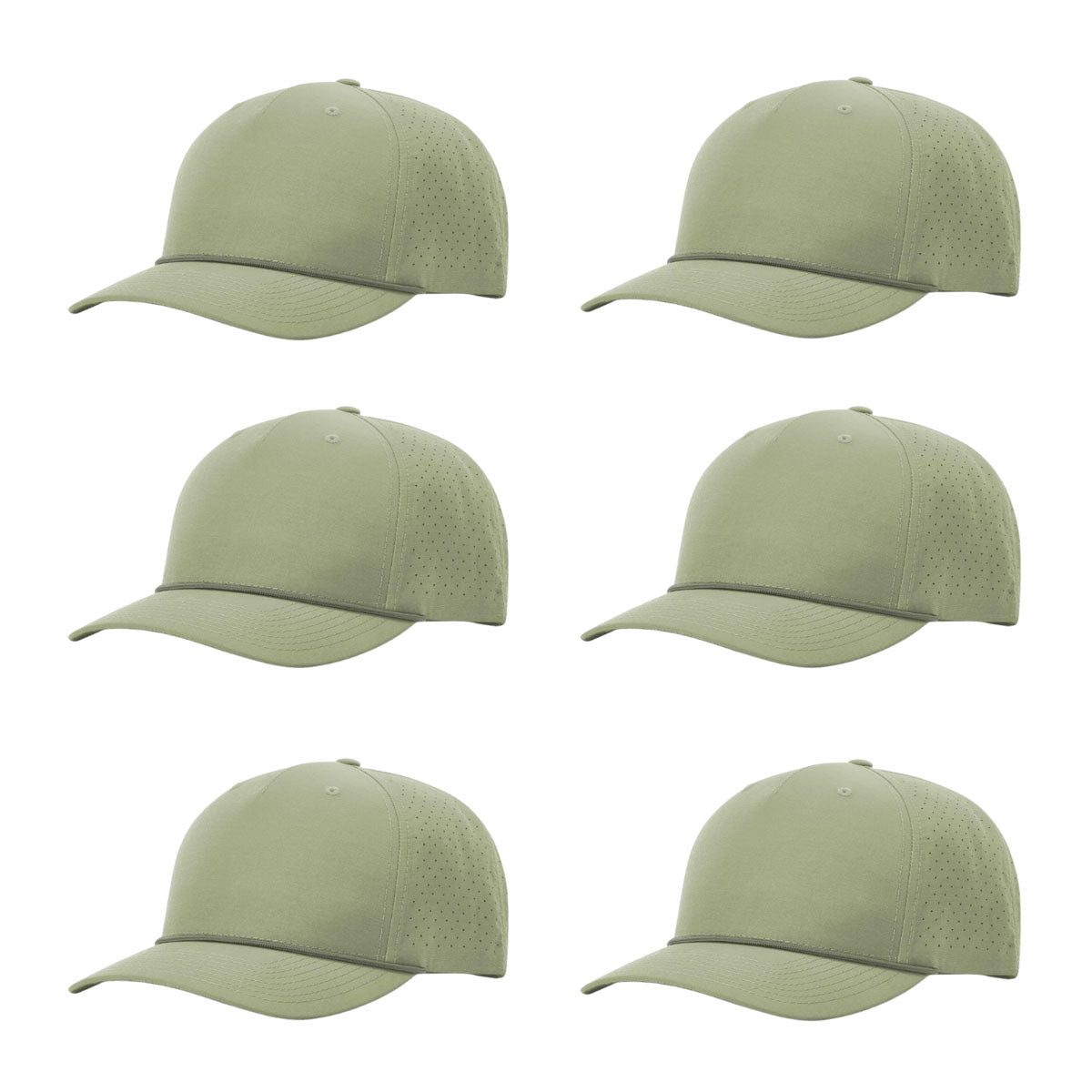 Richardson 355 Laser Perforated 5-panel Trucker Snapback Hat |OSFM Baseball Cap w/ Paracord Bill Rope  70