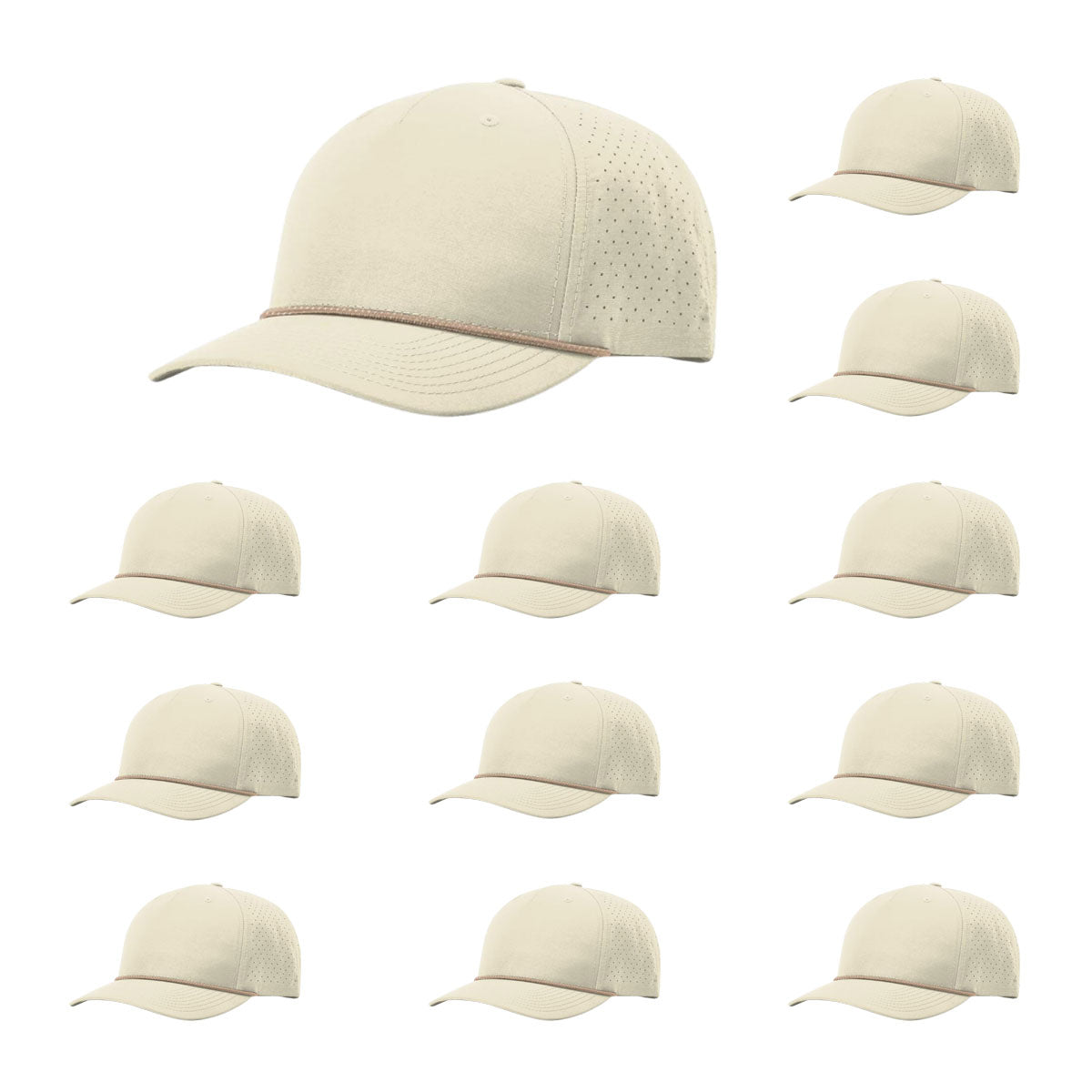 Richardson 355 Laser Perforated 5-panel Trucker Snapback Hat |OSFM Baseball Cap w/ Paracord Bill Rope  84