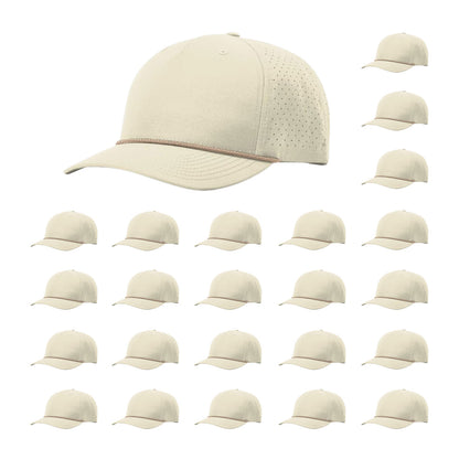 Richardson 355 Laser Perforated 5-panel Trucker Snapback Hat |OSFM Baseball Cap w/ Paracord Bill Rope  95