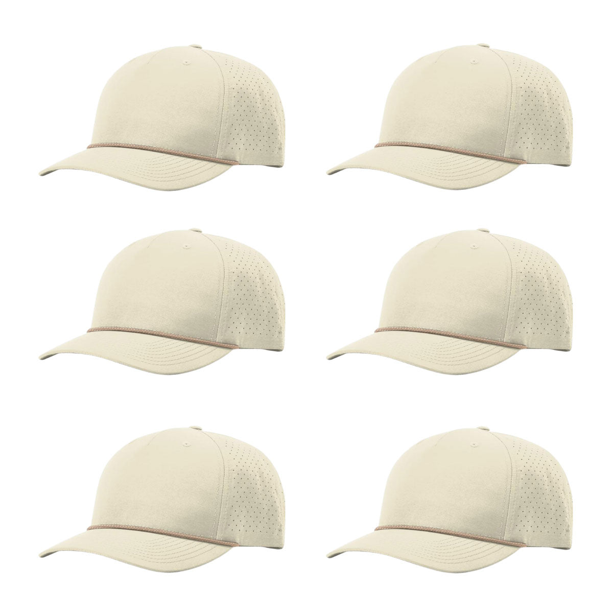 Richardson 355 Laser Perforated 5-panel Trucker Snapback Hat |OSFM Baseball Cap w/ Paracord Bill Rope  73