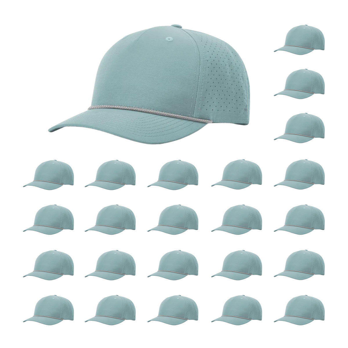 Richardson 355 Laser Perforated 5-panel Trucker Snapback Hat |OSFM Baseball Cap w/ Paracord Bill Rope  97