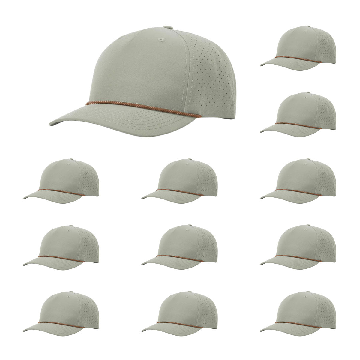 Richardson 355 Laser Perforated 5-panel Trucker Snapback Hat |OSFM Baseball Cap w/ Paracord Bill Rope  87