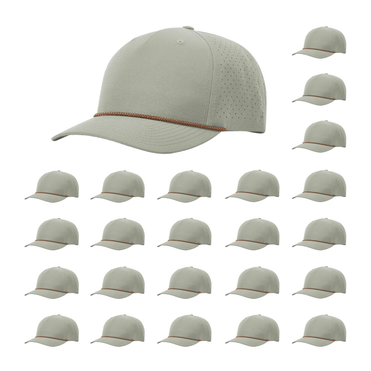 Richardson 355 Laser Perforated 5-panel Trucker Snapback Hat |OSFM Baseball Cap w/ Paracord Bill Rope  98