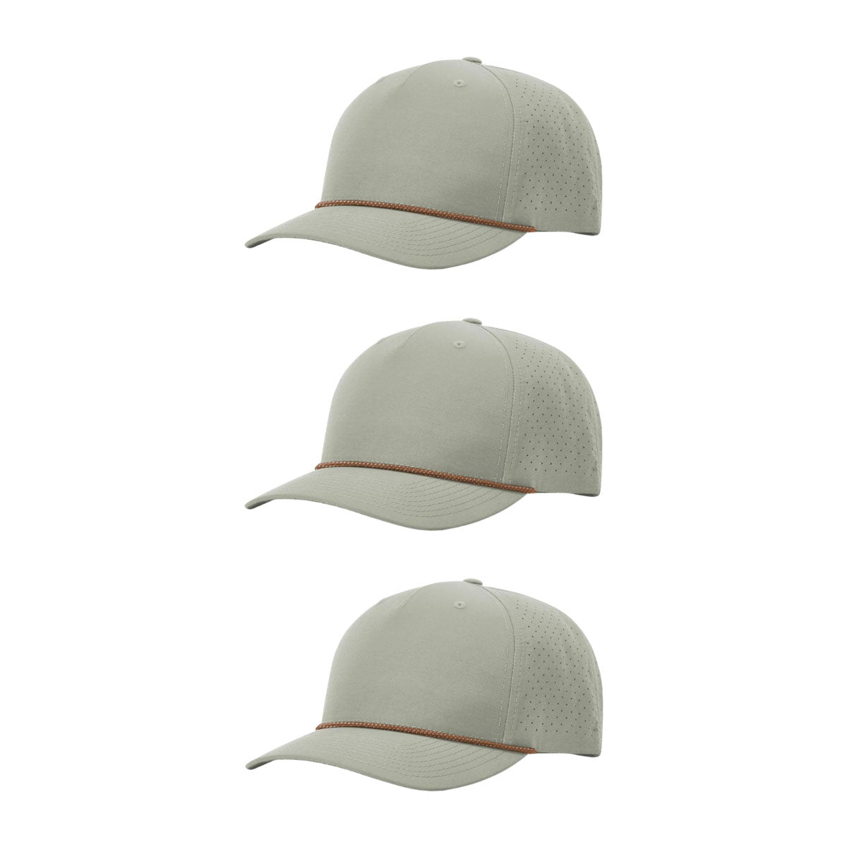 Richardson 355 Laser Perforated 5-panel Trucker Snapback Hat |OSFM Baseball Cap w/ Paracord Bill Rope  65