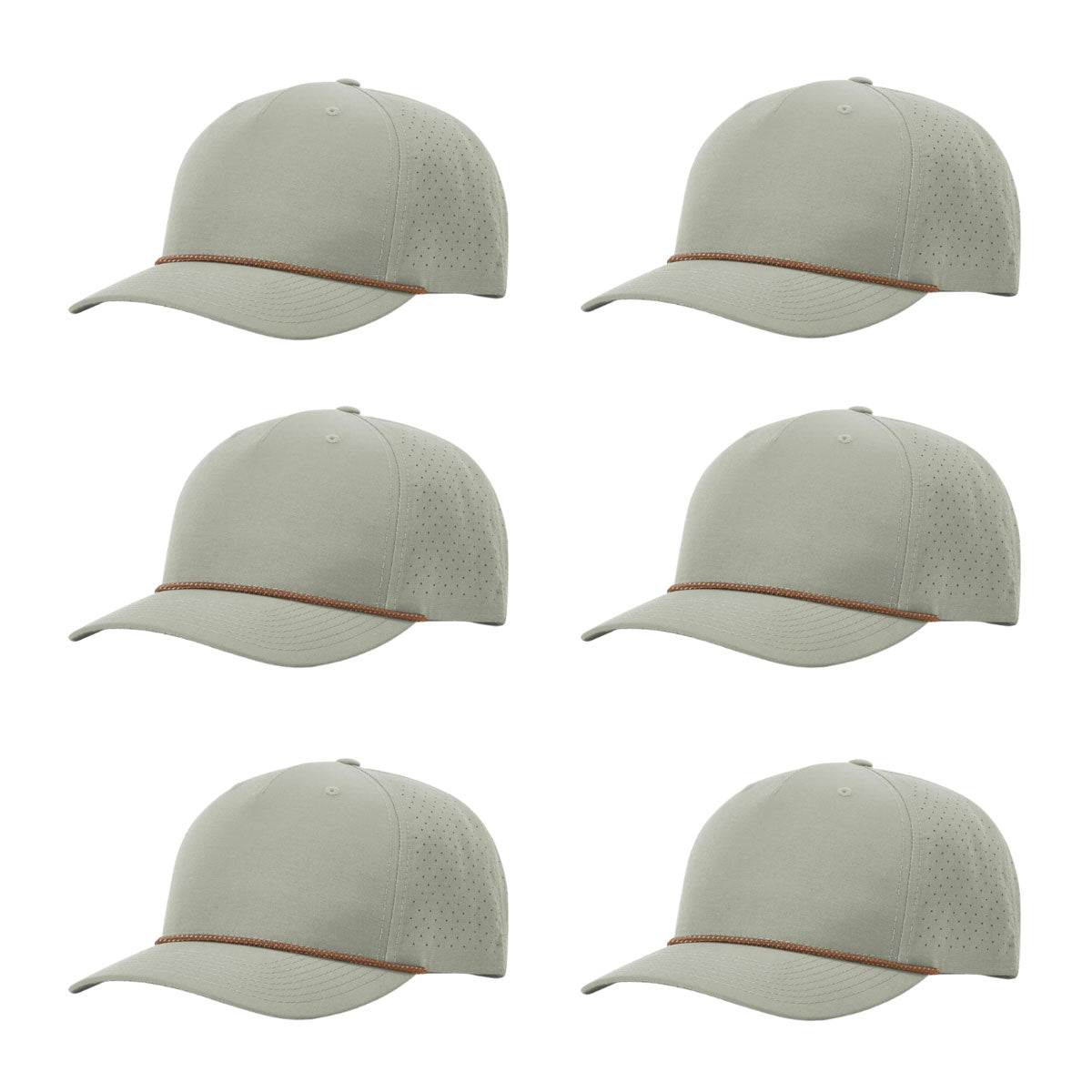 Richardson 355 Laser Perforated 5-panel Trucker Snapback Hat |OSFM Baseball Cap w/ Paracord Bill Rope  76