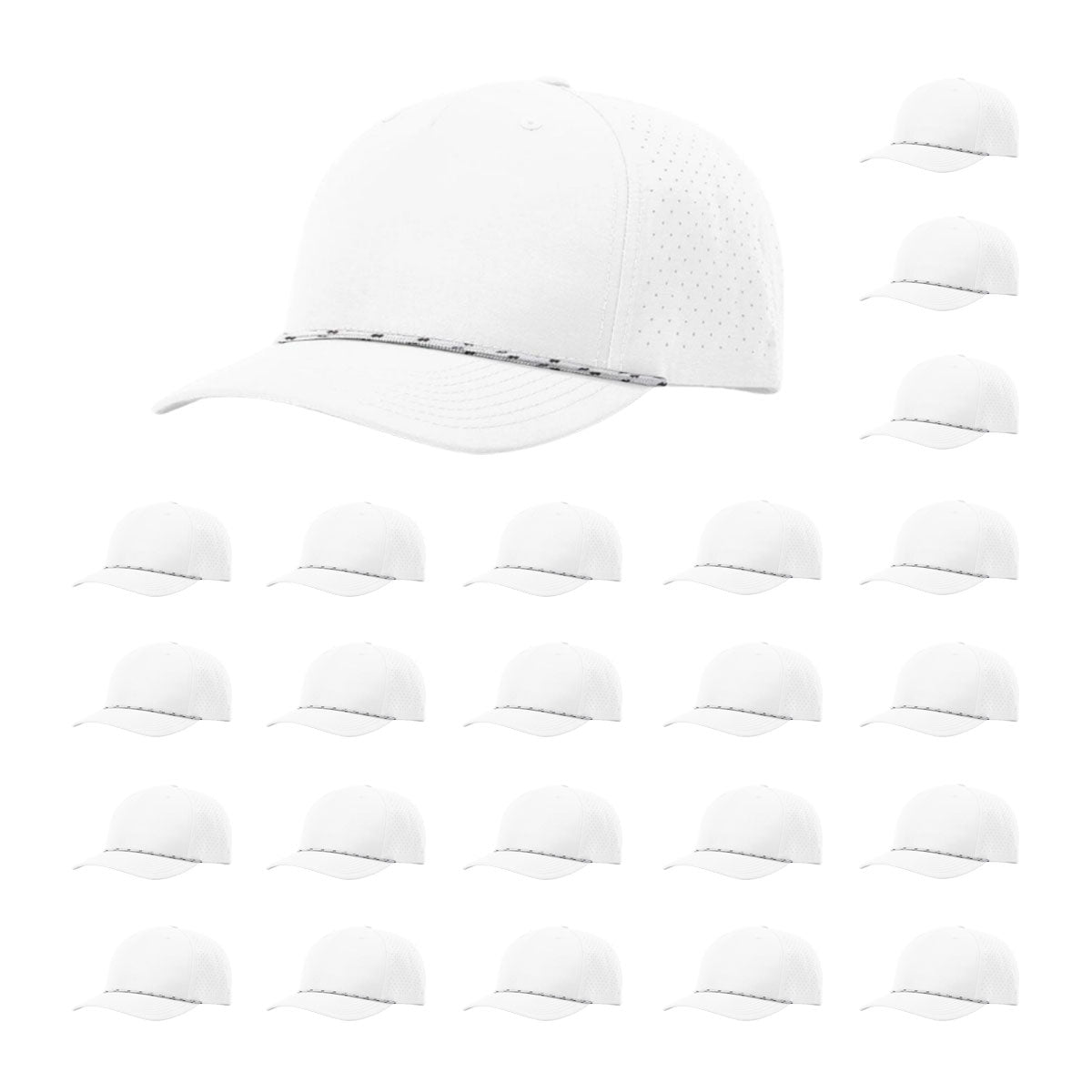 Richardson 355 Laser Perforated 5-panel Trucker Snapback Hat |OSFM Baseball Cap w/ Paracord Bill Rope  99