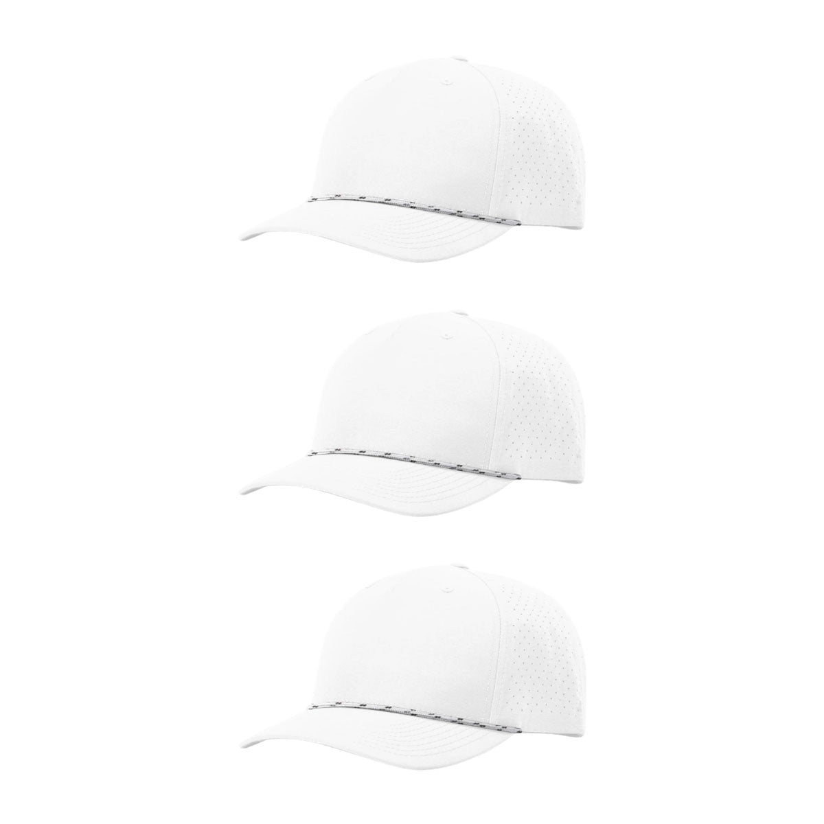 Richardson 355 Laser Perforated 5-panel Trucker Snapback Hat |OSFM Baseball Cap w/ Paracord Bill Rope  66