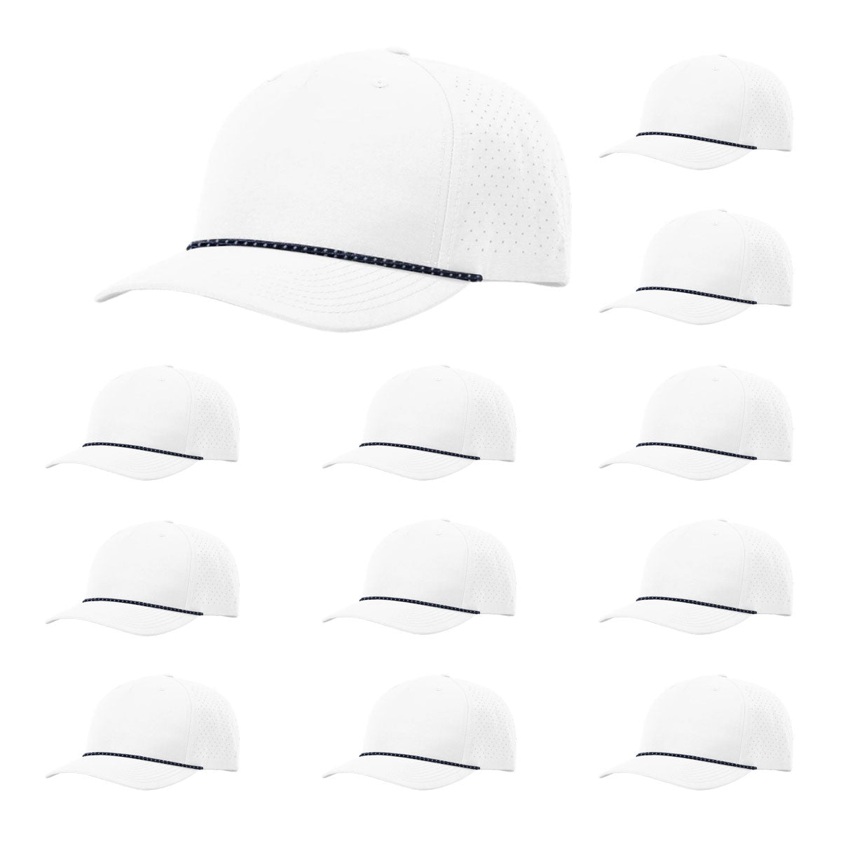 Richardson 355 Laser Perforated 5-panel Trucker Snapback Hat |OSFM Baseball Cap w/ Paracord Bill Rope  103