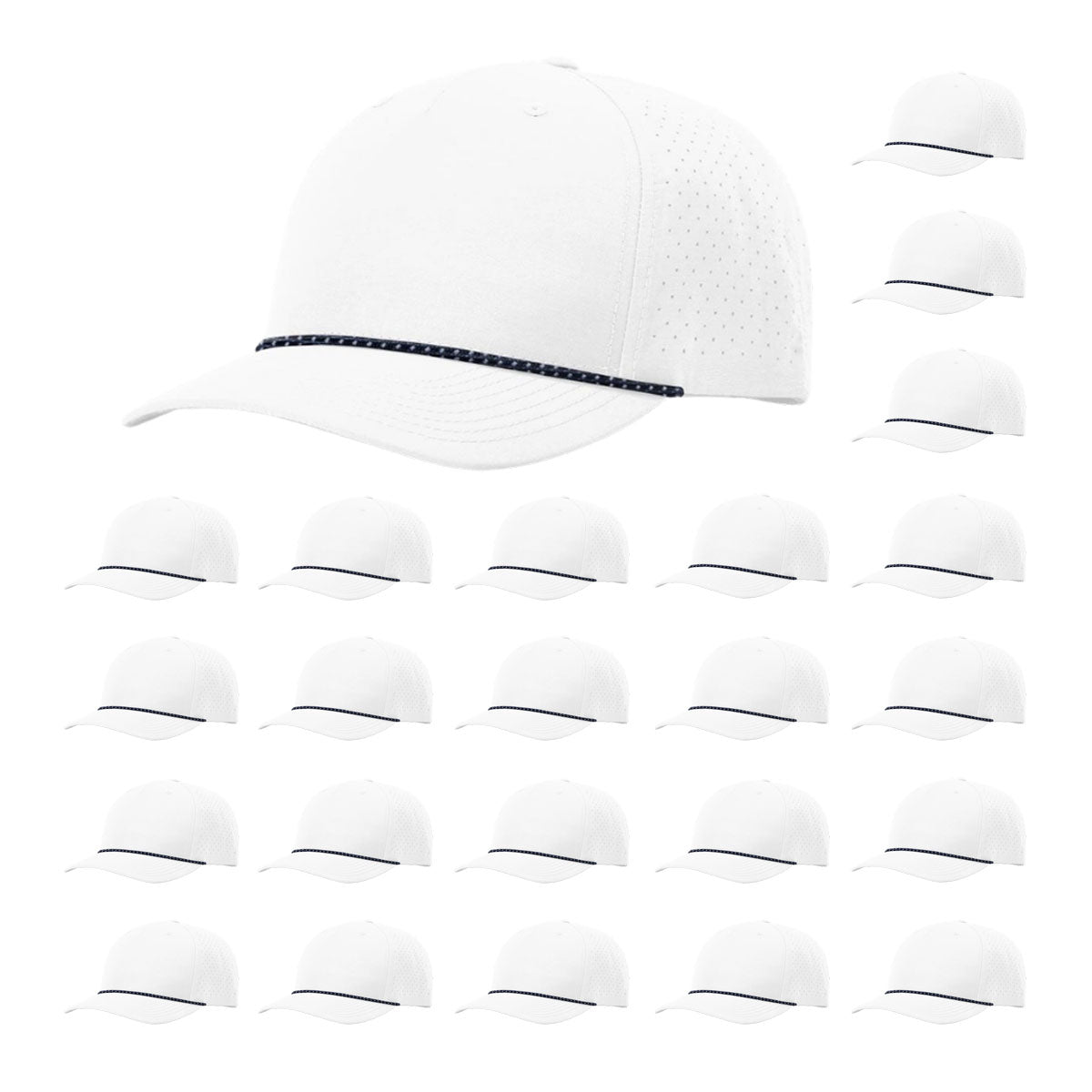 Richardson 355 Laser Perforated 5-panel Trucker Snapback Hat |OSFM Baseball Cap w/ Paracord Bill Rope  104