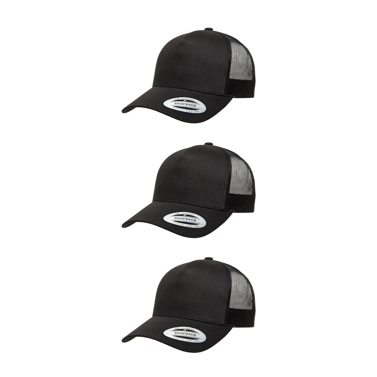 YP Classics 6506 Structured 5-Panel Mesh Back Retro Trucker Cap with Adjustable Snapback Closure